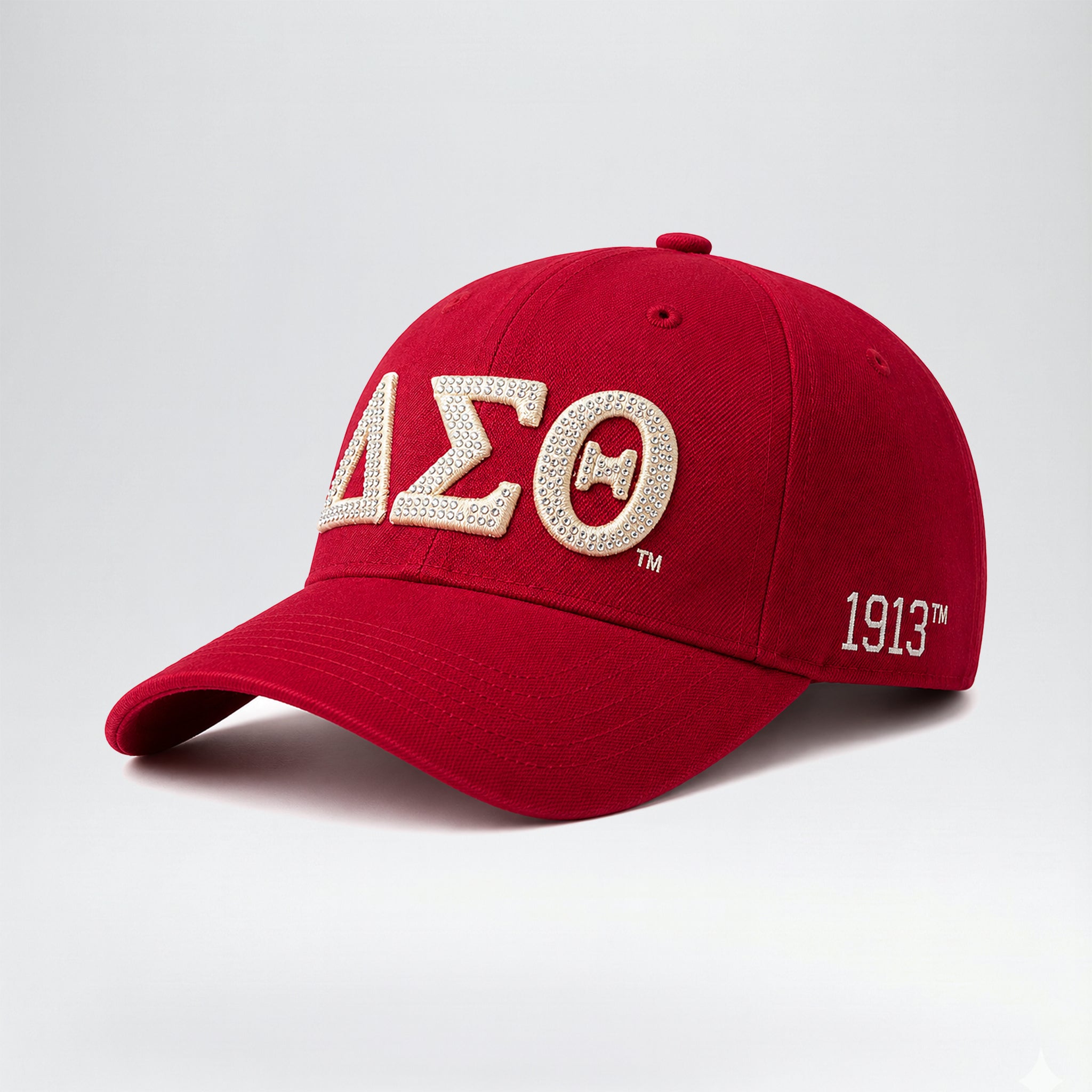 Delta Sigma Theta Official Licensed Rhinestone Baseball Cap _ Red
