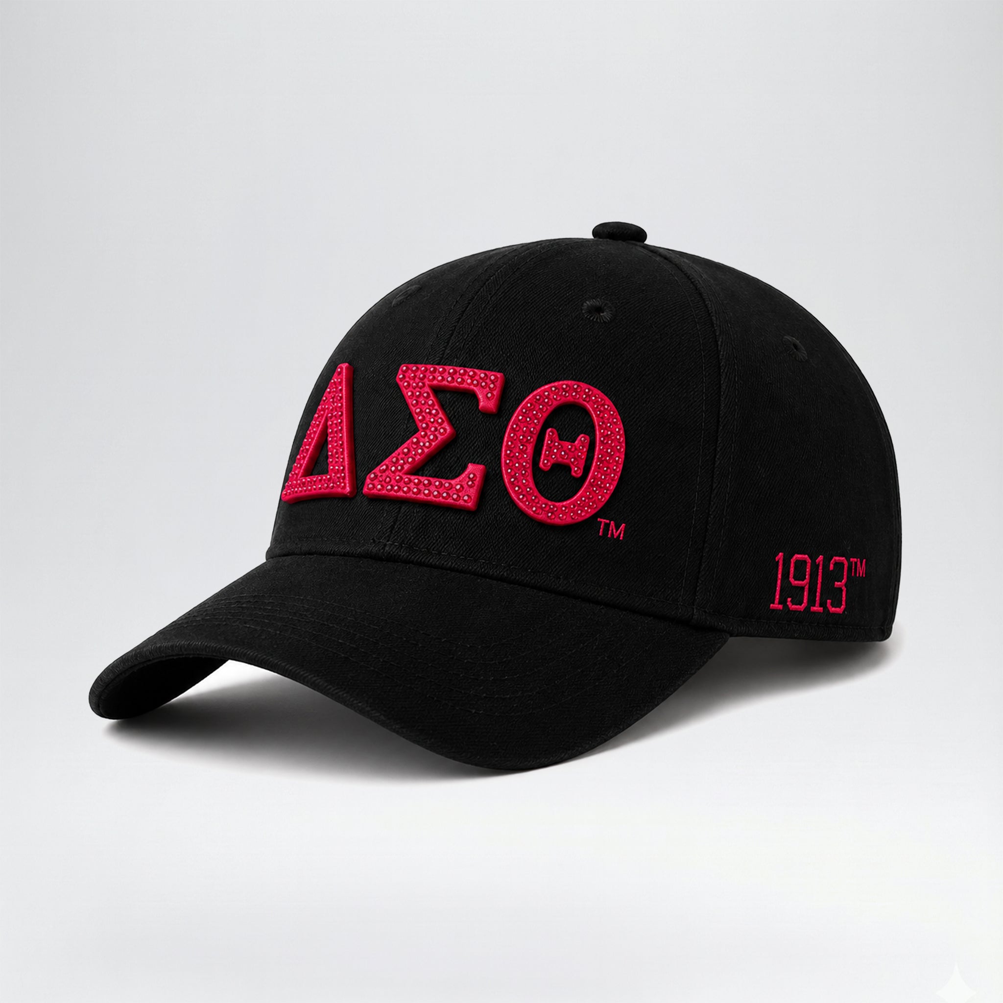 Delta Sigma Theta Official Licensed Rhinestone Baseball Cap _ Black