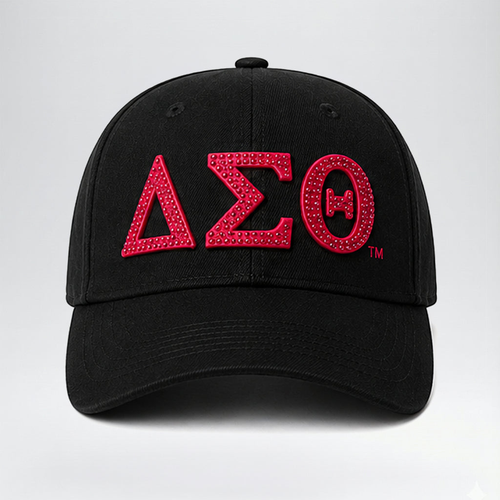Delta Sigma Theta Official Licensed Rhinestone Baseball Cap _ Black