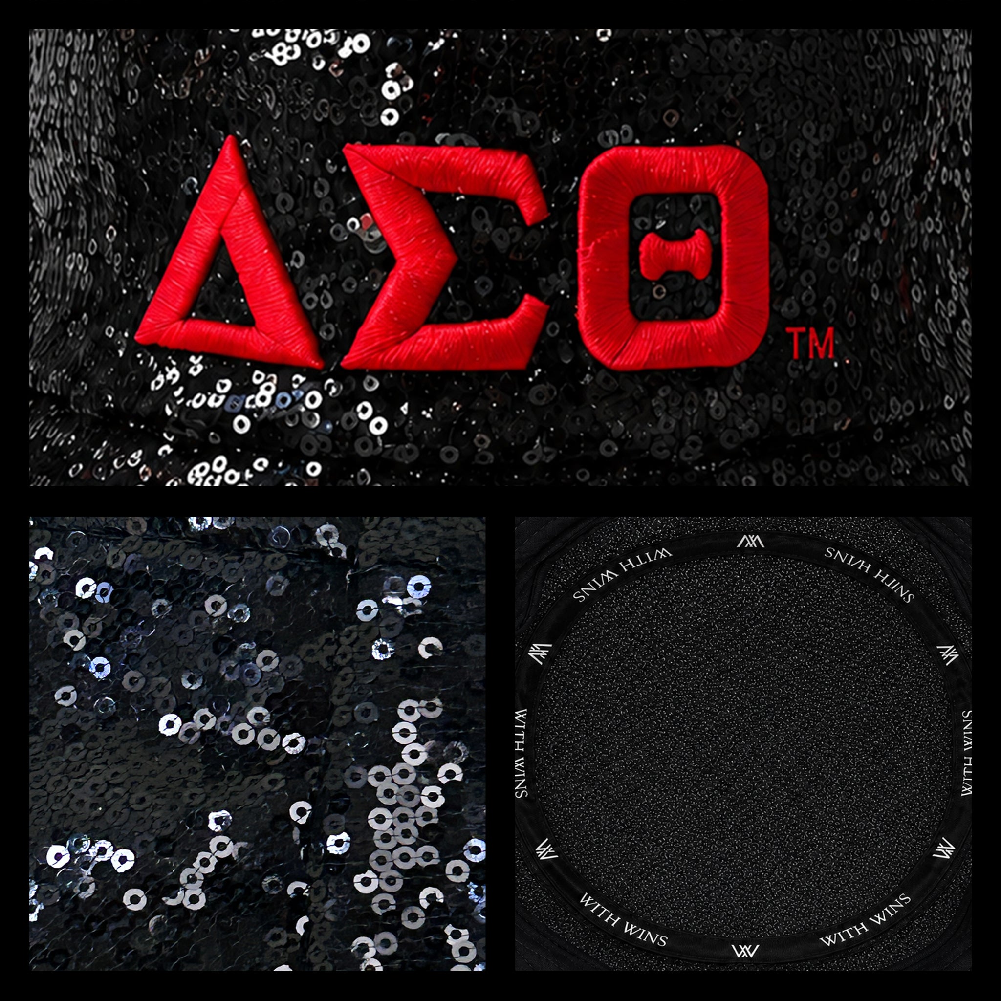 Official Licensed Delta Sigma Theta Sequin Bucket Hat _ Black