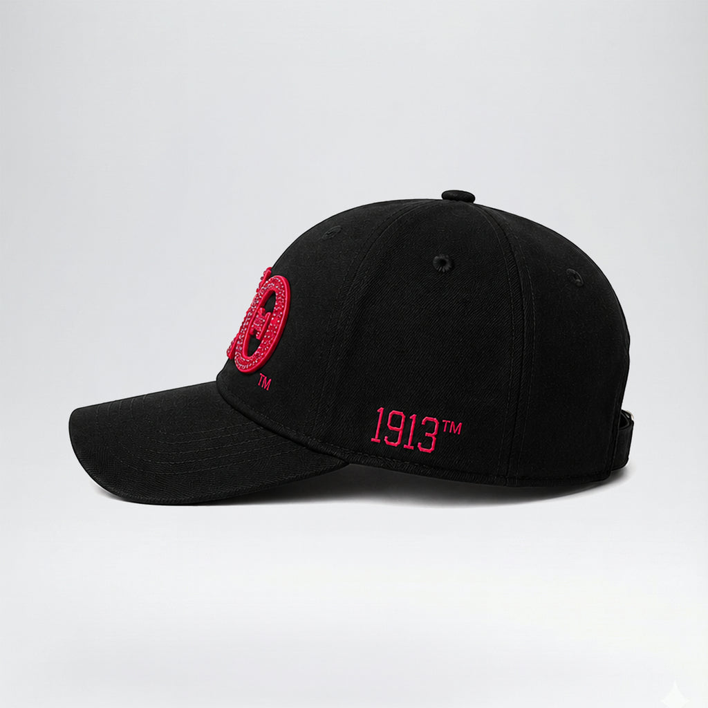 Delta Sigma Theta Official Licensed Rhinestone Baseball Cap _ Black