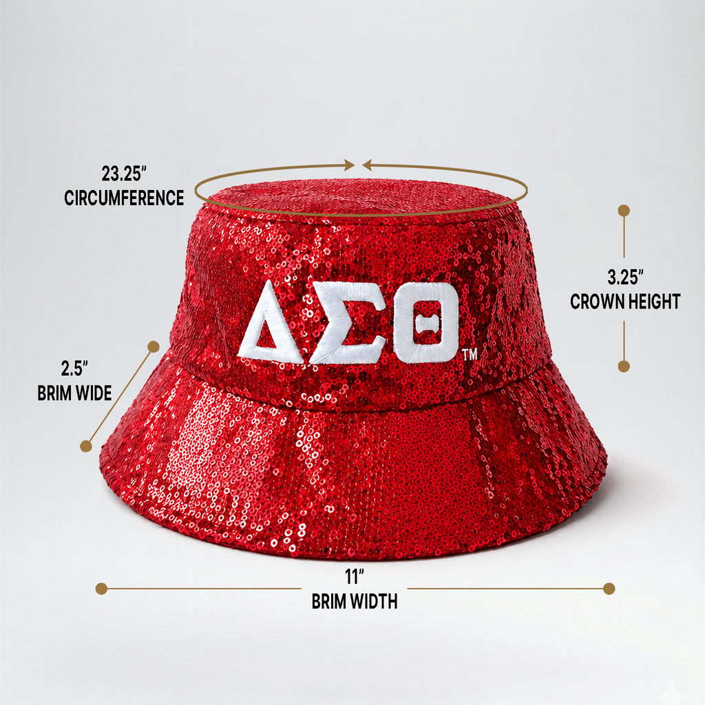 Official Licensed Delta Sigma Theta Sequin Bucket Hat _ Red
