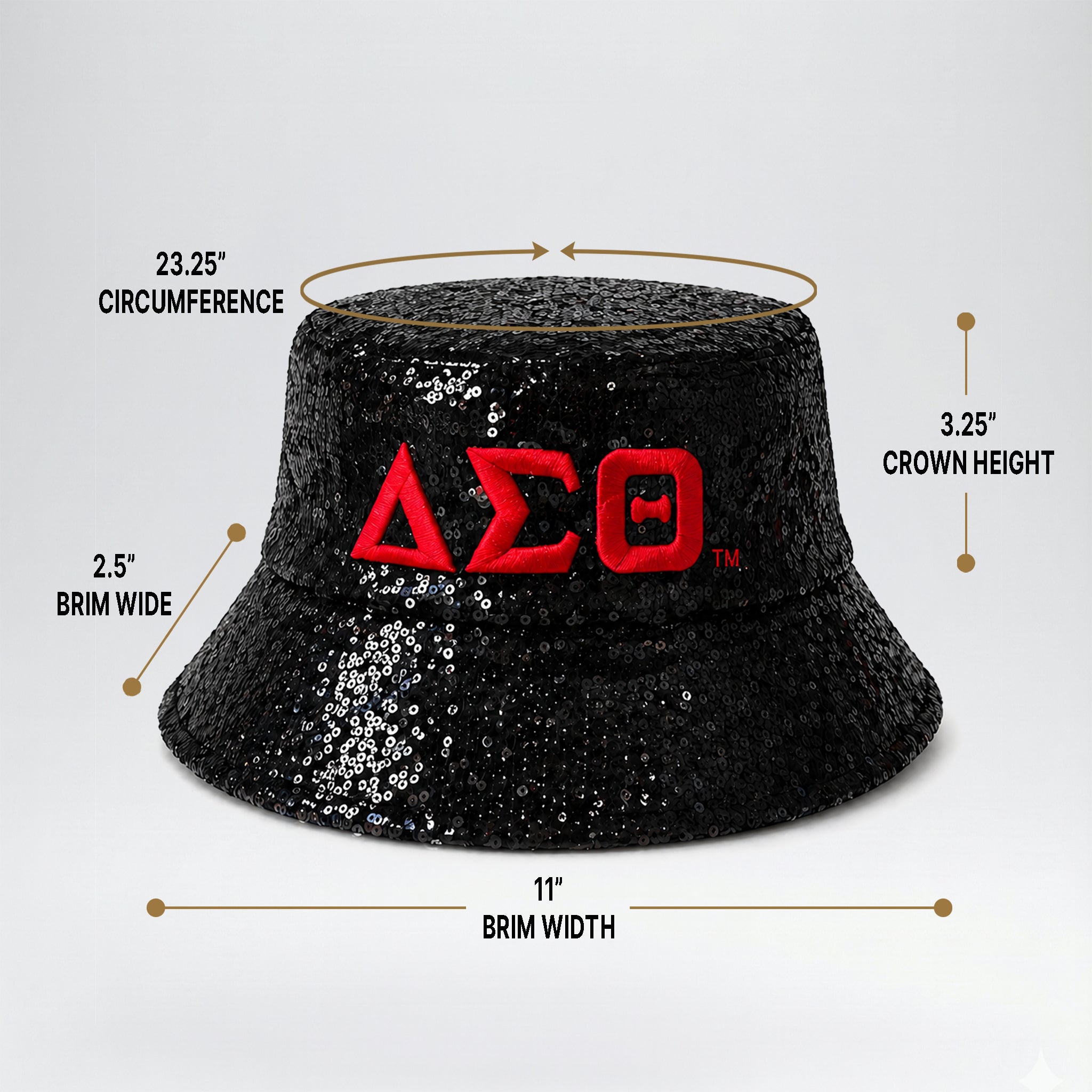Official Licensed Delta Sigma Theta Sequin Bucket Hat _ Black