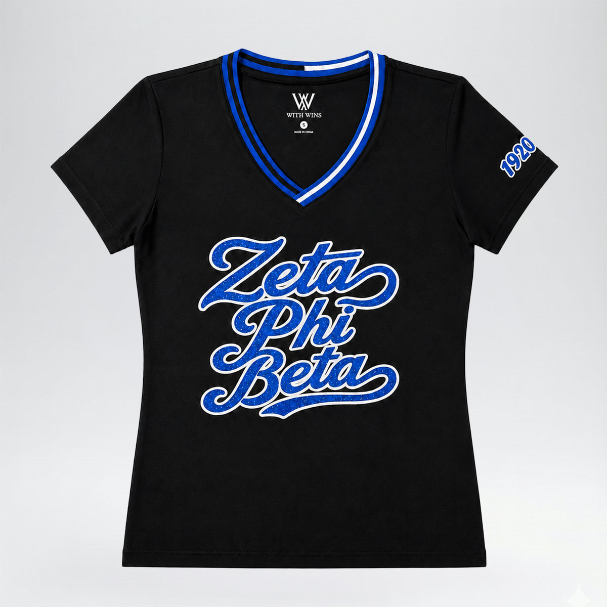 Official Licensed Zeta Phi Beta Sorority V-Neck Glitter Tee
