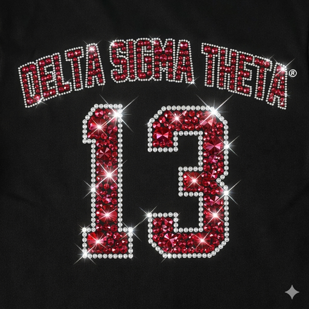 Plus Size Delta Sigma Theta Rhinestone Baseball Jersey – DST Official Licensed Sorority Apparel for Women | Classic Black