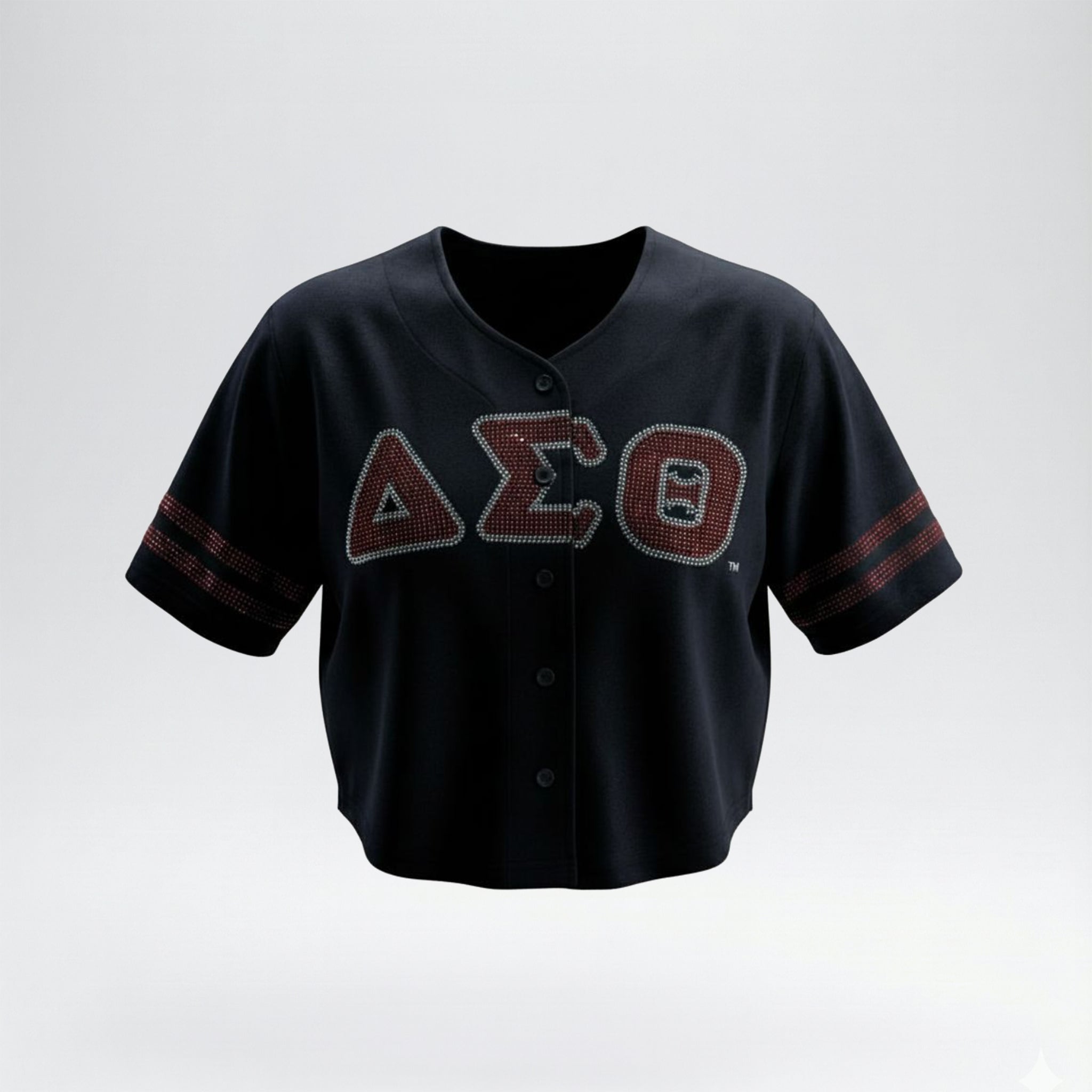 [PRE ORDER] Rhinestone Delta Sigma Theta Cropped Baseball Jersey