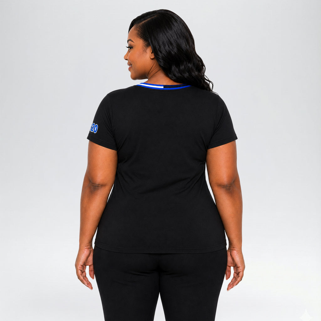 Official Licensed Zeta Phi Beta Sorority V-Neck Glitter Tee