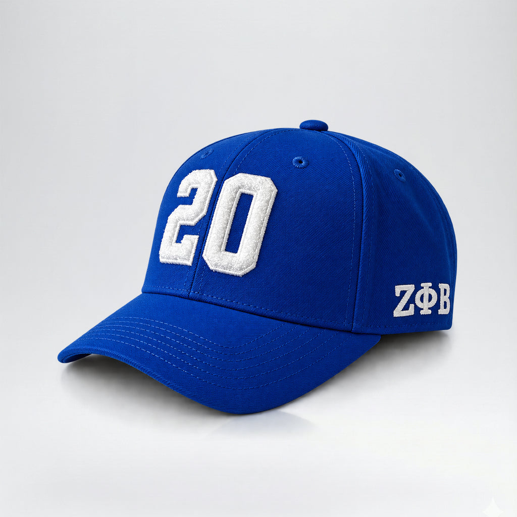 Zeta Phi Beta 1920 Chenille Baseball Cap – ZPB Embroidered Hat – Royal Blue